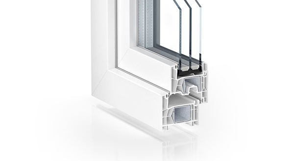 Kunststoff-Fenster KÖMMERLING 76 Anschlagdichtung-System weiß, perfekte Profilansichten, für 3-fach Verglasung